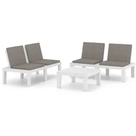 vidaXL Garten-Lounge-Set 3-tlg. Kunststoff weiß