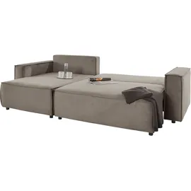 INOSIGN Ecksofa »Marva L-Form«, incl. Bettfunktion und Bettkasten, Federkern, grau