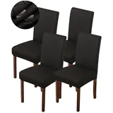 Genina wasserdichte Stuhlhussen für Esszimmer, Esszimmer, Stuhlhussen für Küche, Parsons, Stuhlhussen (schwarz, 4 Stück)