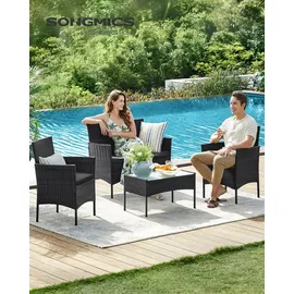 Songmics Gartenlounge-Set 4-tlg. grau/schwarz