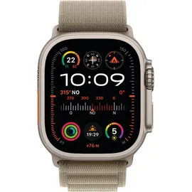 Apple Watch Ultra 2 GPS + Cellular 49 mm Titangehäuse natur, Alpine Loop olive L