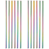 Gräwe Edelstahl Trinkhalme 12er Set Regenbogen Gerade