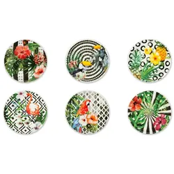 Excelsa Set mit 6 Aperitif Gerichte Tropical Chic Porzellan 15x2x15 cm Bunt