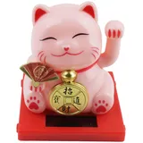 Freak Scene Glückskatze Mini Maneki-Neko Medaille rosa Solar 5cm Winkekatze Lucky cat