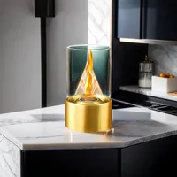 Dmora - Bioethanol-Kamin Dschroffenegge, Ökologischer Kamin, Rauchfreies Feuer, Heizung mit Ethanol, Made in Italy, 16x16 h29 cm, Gold und Transparent