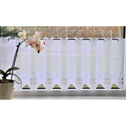 Scheibengardine STICKEREIEN PLAUEN "Häuser" Gr. 12, weiß, B:160cm H:120cm, Voile, Polyester, Gardinen