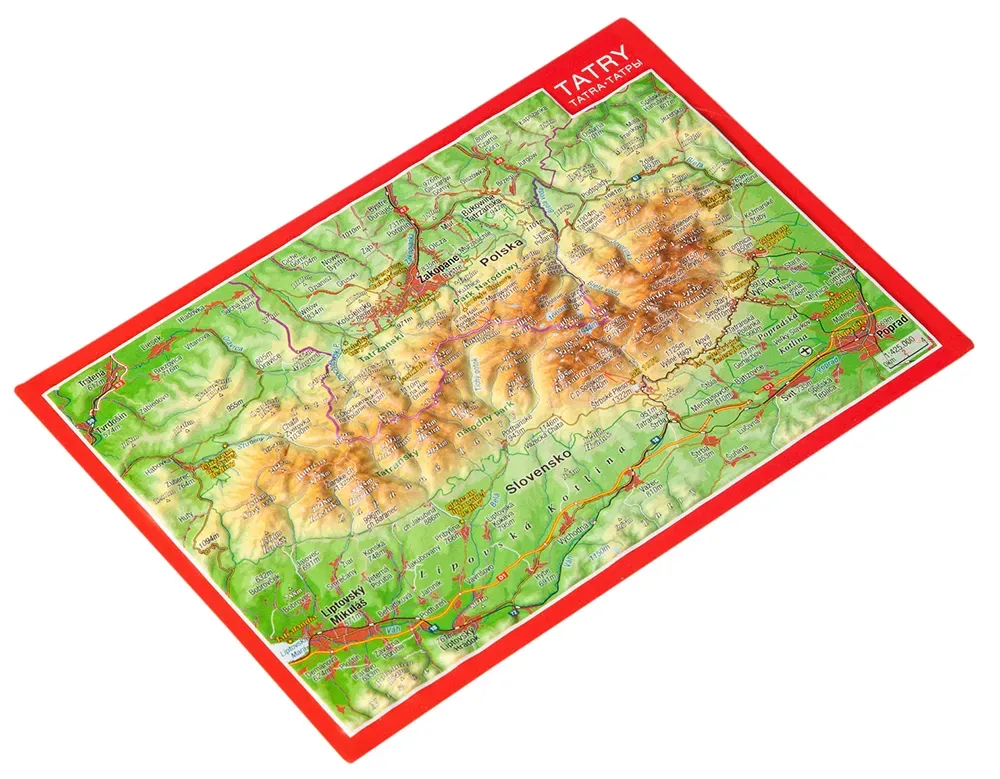 Georelief Hohe Tatra Reliefpostkarte - bunt