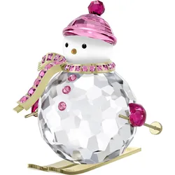 Weihnachtsfigur SWAROVSKI "Deko Kristall Sammelfigur Holiday Cheers Dulcis Schneemann", weiß (kristallweiß, rosa, pink, orange, goldfarben, schwarz), Dekofiguren, B/H/T: 4,56cm x 5,7cm x 5,62cm, Schneemann, Swarovski Kristall, Metall, Swarovski Kristall, B:4,56cm H:5,7cm T:5,62cm