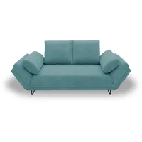 Home Affaire Schlafsofa HOME AFFAIRE "Jadelyn mit klappbaren Armlehnen, Bettsofa mit Federkern, Breite 250cm", blau (türkis), B:250cm T:97cm, 100% Polyester, Sofas, Schlafsofa, Federkern, Cord-Bezug, incl. 2 Armlehnkissen, Liegefläche 97x250 cm