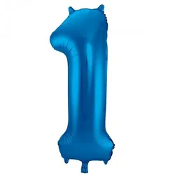Folat XL Folienballon Zahl 1 in blau, 86 cm, 1 Stück, Helium Ballon (unbefüllt) - Luftballon