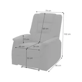 Mendler Fernsehsessel HWC-F23, Relaxsessel Liege Sessel, Stoff/Textil 102x79x96cm grau ohne Massage- und Wärmefunktion