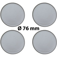 4 x Ø 76 mm Polymere Aufkleber / Silber-Optik / Nabenkappen, Felgendeckel