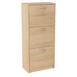 matkam Schuhschrank 50 x 116 x 28 cm 3 ausklappbare Schuhablagen / Sonoma Eiche