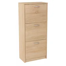 matkam Schuhschrank 50 x 116 x 28 cm 3 ausklappbare Schuhablagen / Sonoma Eiche