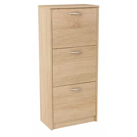 matkam Schuhschrank 50 x 116 x 28 cm 3 ausklappbare Schuhablagen / Sonoma Eiche