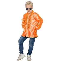 Kinder Rüschenhemd Jarno neon-orange - 128