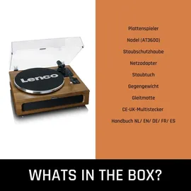 Lenco LS-410WA - Plattenspieler mit 4 eingebauten Lautsprechern - 40 Watt RMS - Bluetooth® - Holz - Braun/Naturbelassen