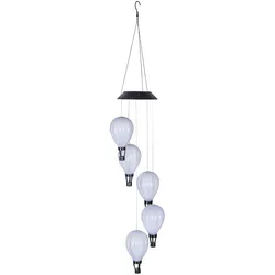 Haushalt International LED Solar Windspiel mit 5 warmweissen  flackernden Ballons 70484