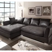 Design Couchgarnitur Anthrazit Sofa K-Leder Eck Big Sofa Wohnlandschaft Links