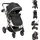 KIKKABOO Kinderwagen Scarlett 2 in 1 umbaubar, Fußabdeckung, Wickeltasche, Korb schwarz