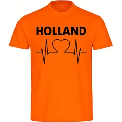 multifanshop Herren T-Shirt - Holland - Herzschlag - Druck schwarz - Männer