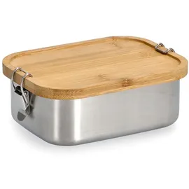 Zeller Present Lunchbox, Bambus, Edelstahl, (1-tlg), hochwertige Edelstahl Brotdose silberfarben