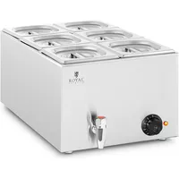 Royal Catering Bain Marie 600 W 6 GN 1/6, Ablasshahn