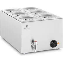 Royal Catering Bain Marie 600 W 6 GN 1/6, Ablasshahn