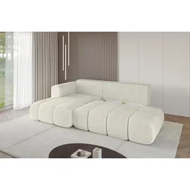 altdecor Ecksofa CLOUD-L Cord 2-Sitzer Creme/Weiß