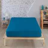 vency Spannbettlaken Jersey 180 x 200 cm Petrolblau