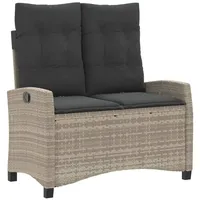 Furnicato Gartenbank Verstellbar mit Kissen Hellgrau Poly Rattan