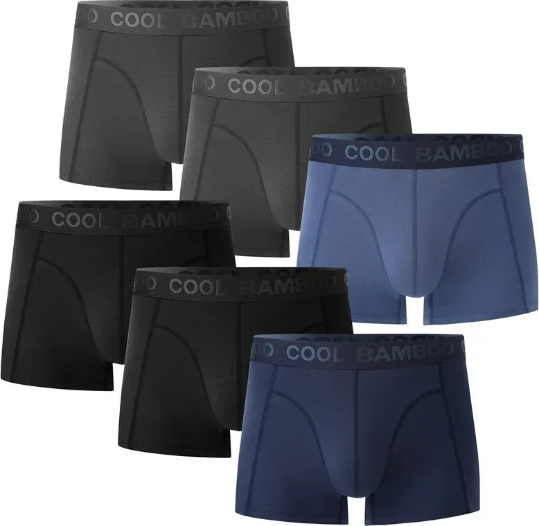 BAMBOO COOL Bambus-Boxershorts Herren, Anti-Scheuer-Unterwäsche, atmungsaktive Pants, Trunks XL (6er-Pack)