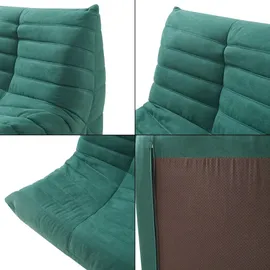 [en.casa] Bodensessel Kodsø Mikrofaser 90 x 75 x 100 cm Grün mit Hocker