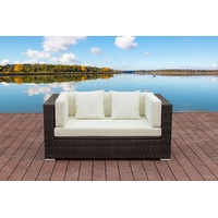 OUTFLEXX 2-Sitzer Sofa, braun marmoriert, Polyrattan, 152 x 85 x 70 cm, wasserfeste Kissenbox