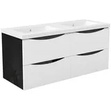 duschspa Waschtisch Waschbecken mit Unterschrank Waschtischunterschrank Smiley, Badmöbel in Breite 50/60/80/90/100 cm schwarz 120 cm x 56 cm x 46.5 cm