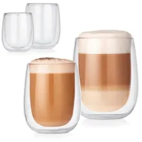 GOURMETmaxx Latte-Macchiato-Glas Thermoglas Set 4-tlg. - 2x Cappuccino 250ml, & 2 x Latte Macchiato 350ml