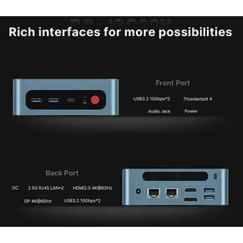 bosgame Mini-PC Intel Core i9 12900H 5,0 GHz 32 GB RAM 1 TB SSD Intel Iris Windows 11 Pro