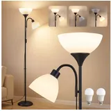 VASAGLE Stehlampe Deckenfluter mit Leselampe, 1,76 m Standleuchte mit verstellbarem Lesearm, Stehleuchte