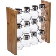 SECRET DE GOURMET Bambus Regal für Gewürze, Gewürz-Organizer, Wandregal, Gewürzhalter