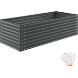 Tectake Hochbeet Pflanzbeet 200 x 80 x 62 cm Grau