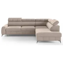 Selsey Ecksofa, mit Schlaffunktion, Veloursbezug in Greige, rechtsseitig - Taupe,