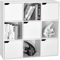Mondeer Bücherregal 9 Fächer mit 5 Türen Weiß