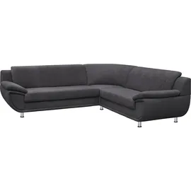 TRENDMANUFAKTUR Ecksofa »Rondo wahlweise mit Schlaffunktion, 267x247 cm (BxT), breite Armlehnen«, L-Form, wahlweise mit Federkern bestellbar, Füße chromfarben