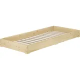 Erst-Holz Stapelbett Bettrahmen 100x200 Gästebett Bodenbett mit wählbarem Zubehör V-60.69-10, Ausstattung:Rollrost inkl.