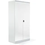 Schrank & Stuhl XXL Werkzeugschrank – Werkstattschrank mit 4 höhenverstellbaren Fachböden, Stahlschrank für Werkzeuge, 195 x 92 x 60 cm (H x B x T), Grau/Weiß