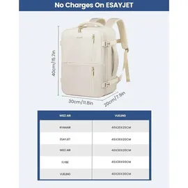 Handgepäck Rucksack Flugzeug Damen Herren 40x30x20 14 Zoll Laptop Grau