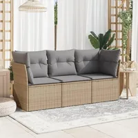 Festnight Gartensofa Rattan Sofa mit Stauraum 3 Sitzer Lounge Sofa Outdoor Rattansofa 3er Balkon Lounge Klein Balkonmöbel Couch Gartenlounge Gartenmöbel Polyrattan