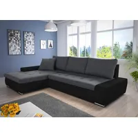 Ecksofa mit Schlaffunktion Faris - Couch mit Bettkasten, Big Sofa, Sofagarnitur, Couchgarniitur, Polsterecke (Schwarz + Dunkelgrau (Madryt 1100 + I... - Schwarz/Dunkelgrau