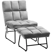 MCombo Relaxsessel Fernsehsessel Loungesessel Sessel Hocker Set Stoffbezug Grau