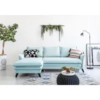 MIUFORM Charming Charlie - Ecksofa mit Bettfunktion und Bettkasten L-FORM LINKS - 228x150cm -  Aqua - Sofa Schlafsofa Couch - Blau